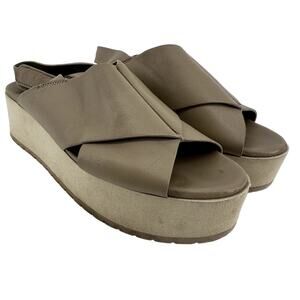 Vince Jenaya Slingback Platform Sandal Cross Open Toe Buckle Leather Nude 6.5